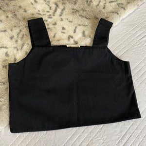 Black square neck crop top